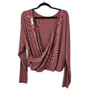 Purple Old Navy Women's Reversible Long Sleeve UltraLite Wrap-Effect Back Top